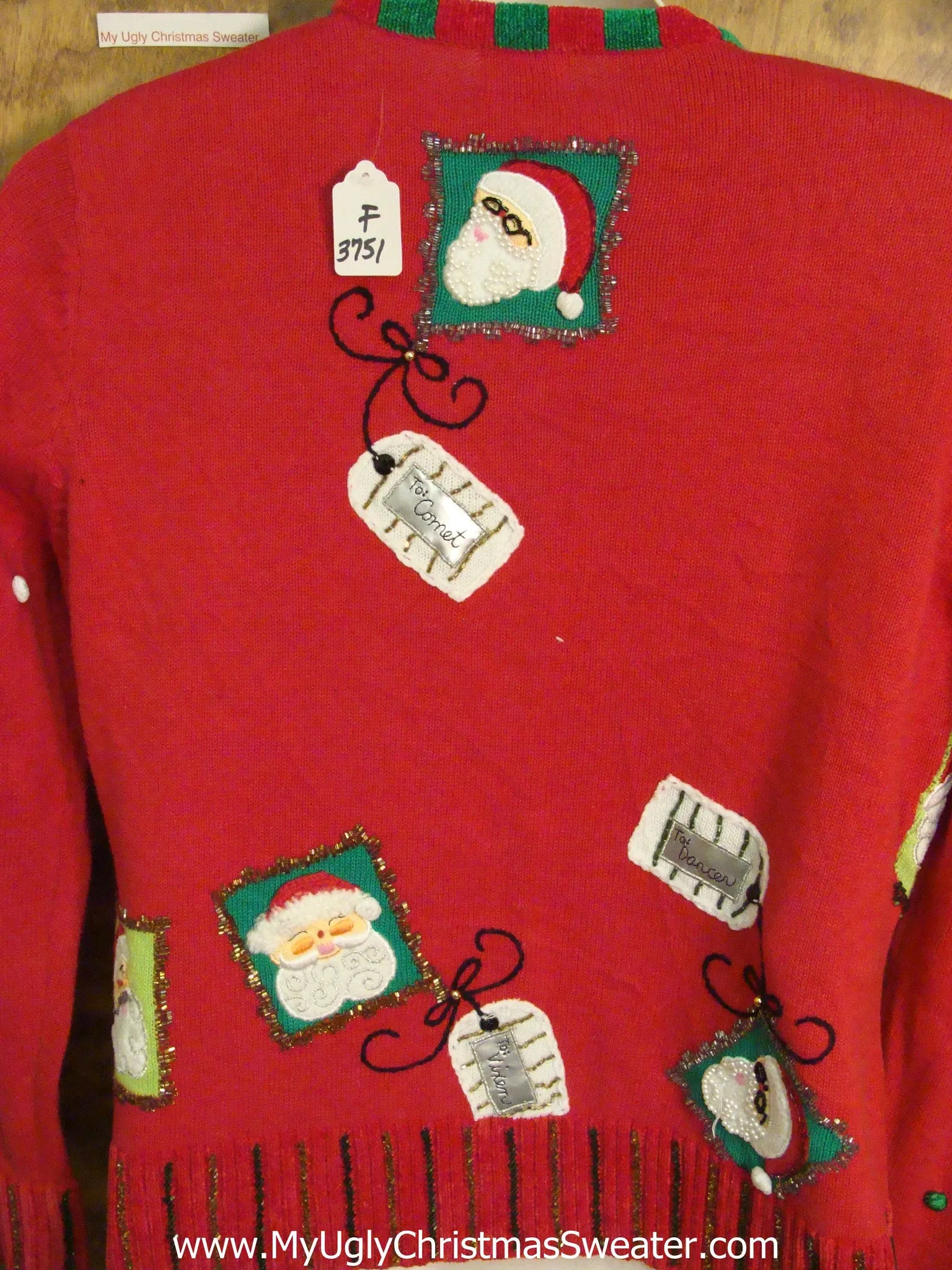 Gift Tag Themed Ugly Christmas Jumper Cardigan