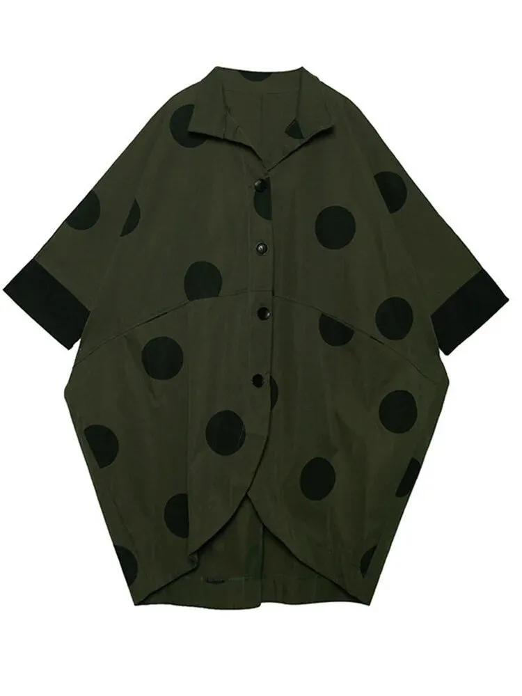 HEYFANCYSTYLE Oversized Army Green Dot Coat