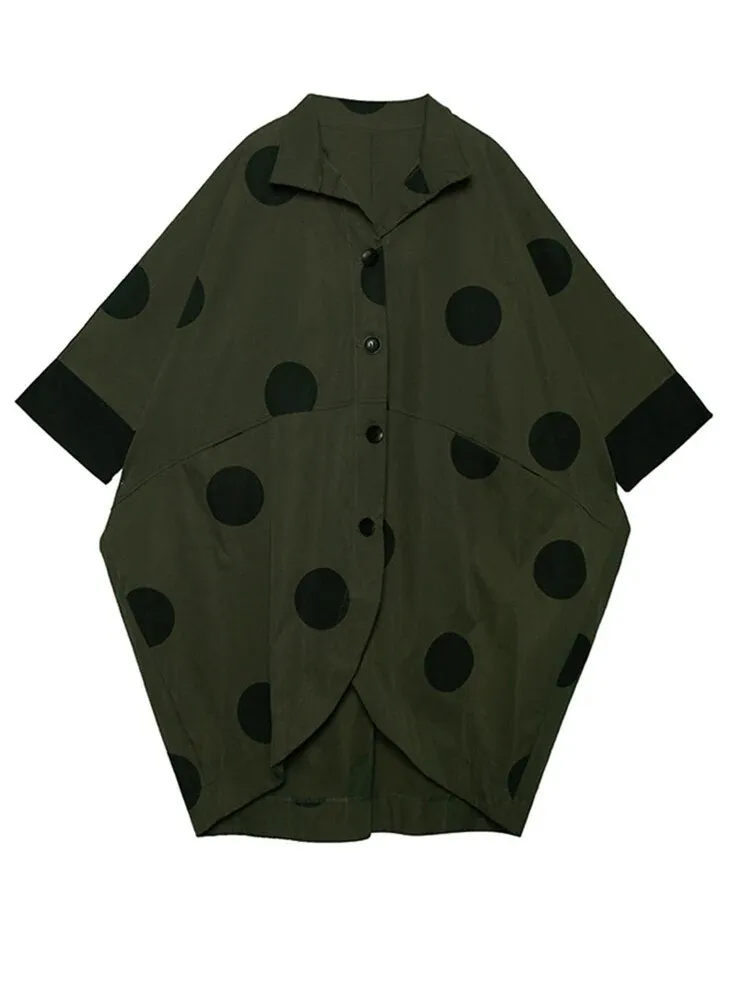 HEYFANCYSTYLE Oversized Army Green Dot Coat