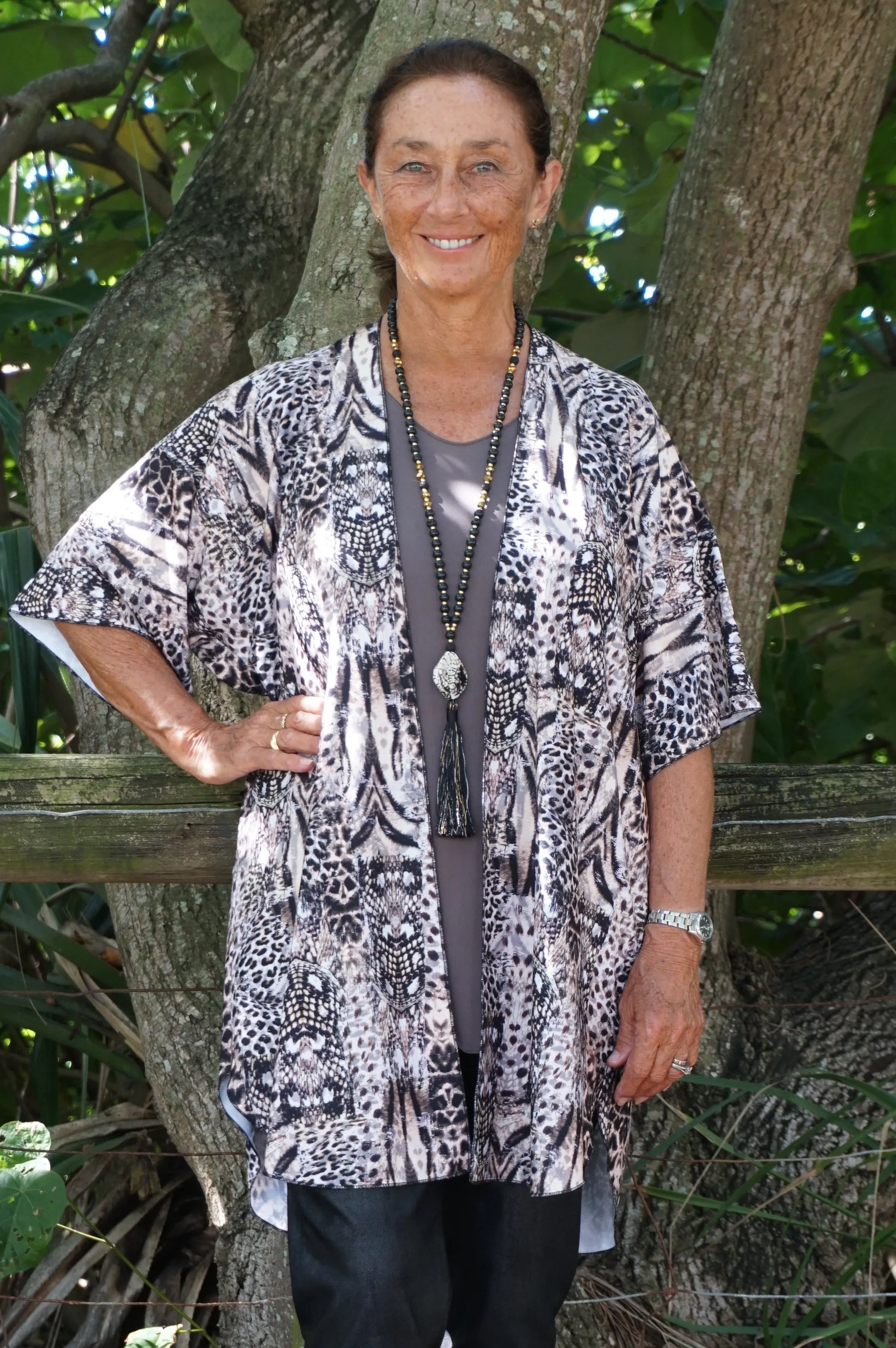 Himalayan Print Jersey Short Sleeve Kimono