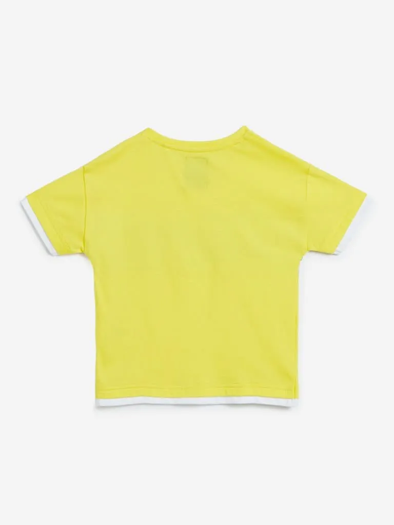 HOP Kids Yellow Text Design T-Shirt