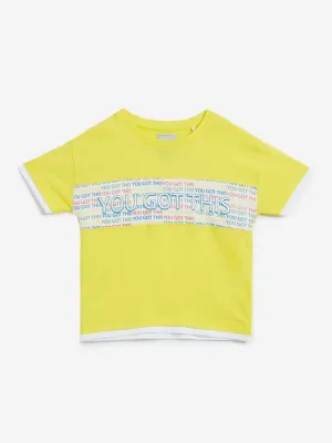 HOP Kids Yellow Text Design T-Shirt