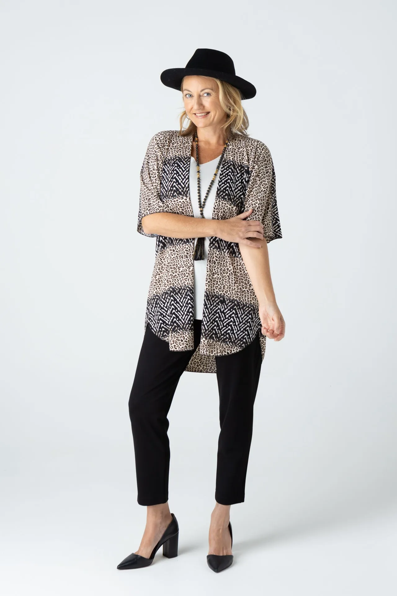 J'burg Print Jersey Short Sleeve Kimono