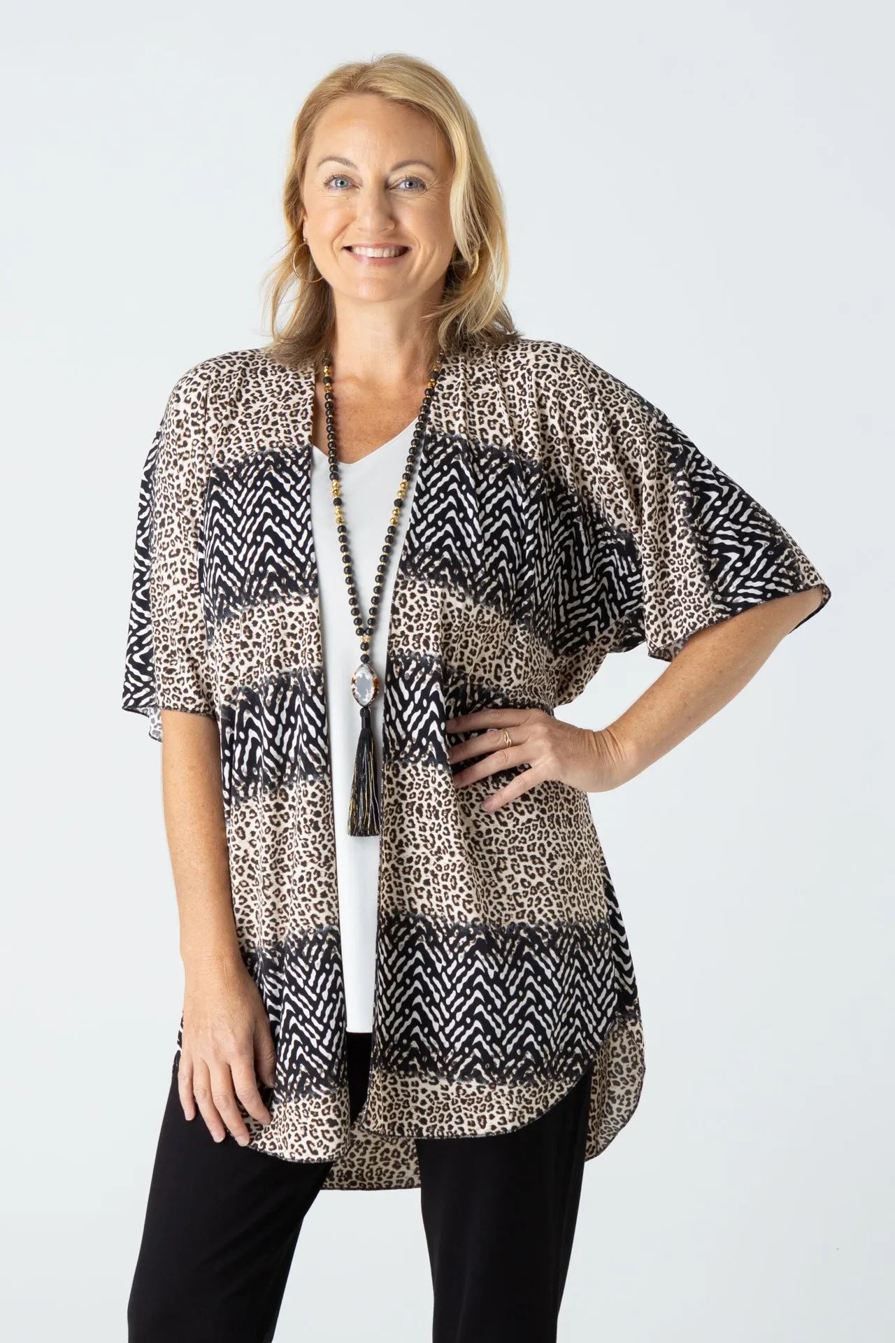 J'burg Print Jersey Short Sleeve Kimono