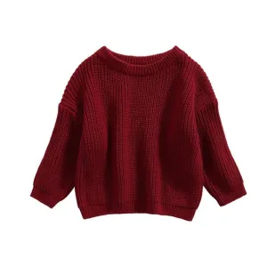 Juno - Baby & Toddler Chunky Knit Sweater , Deep Red