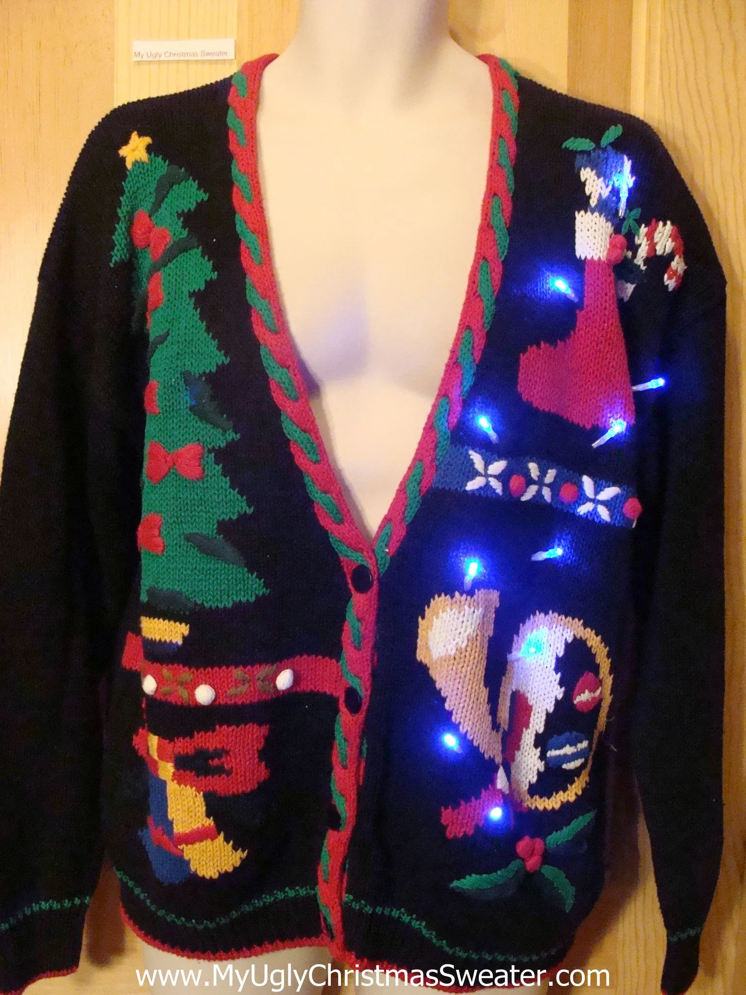 Light Up Ugly Xmas Sweater Tree Stocking Trumpet