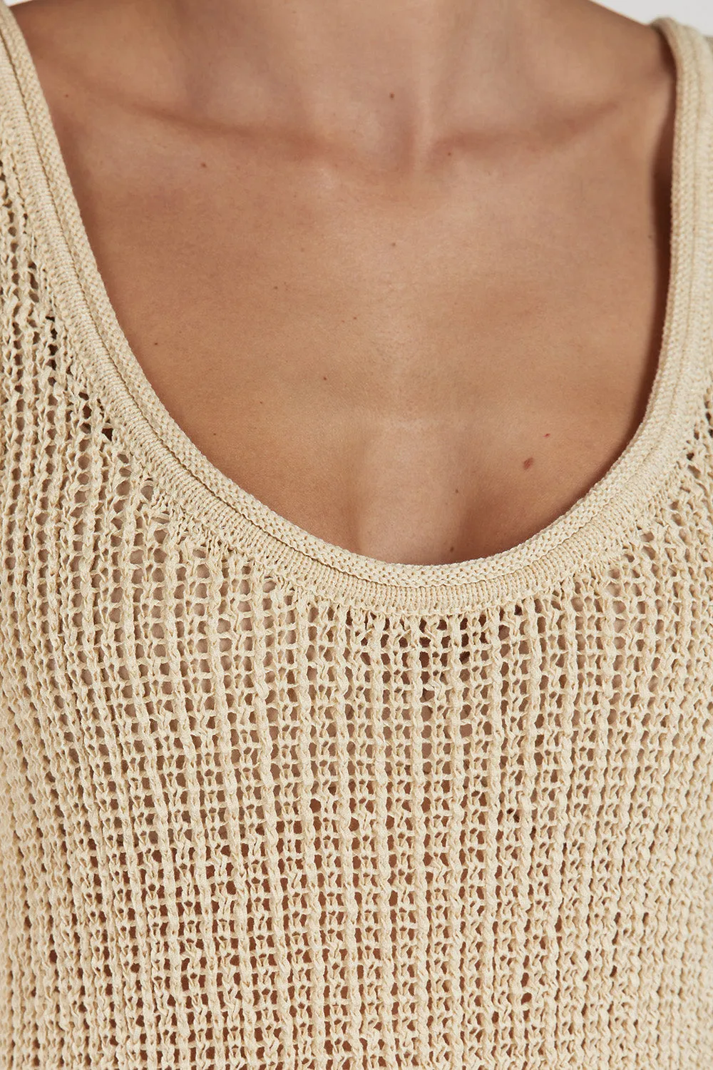 MARGOT WHEAT SCOOP CROCHET TANK