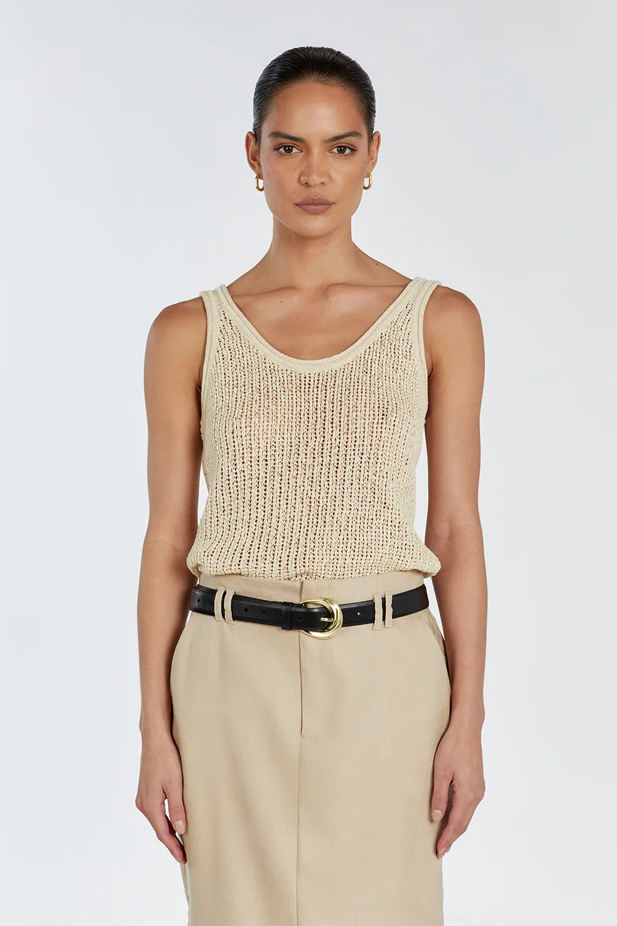 MARGOT WHEAT SCOOP KNIT TANK