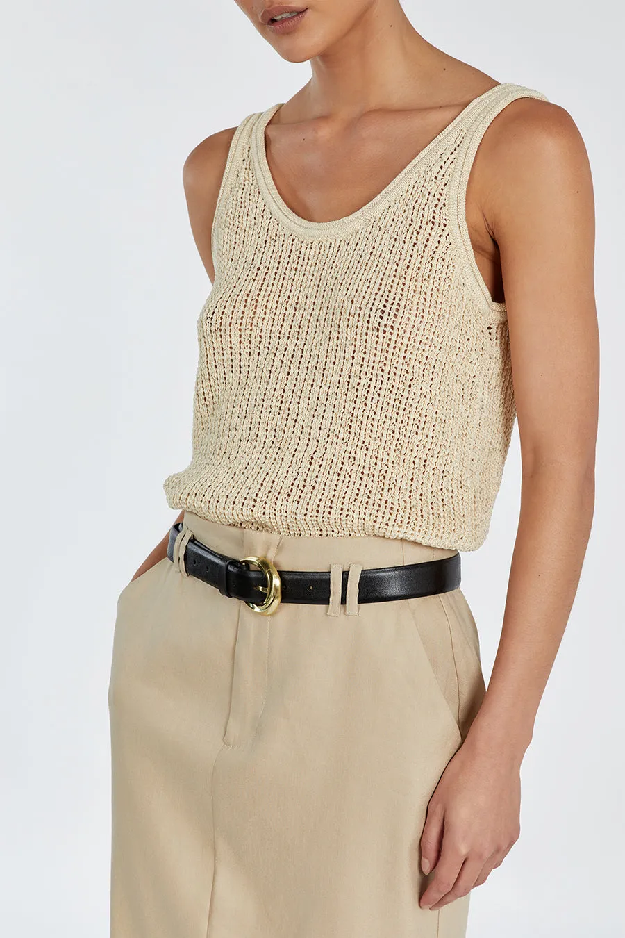 MARGOT WHEAT SCOOP KNIT TANK