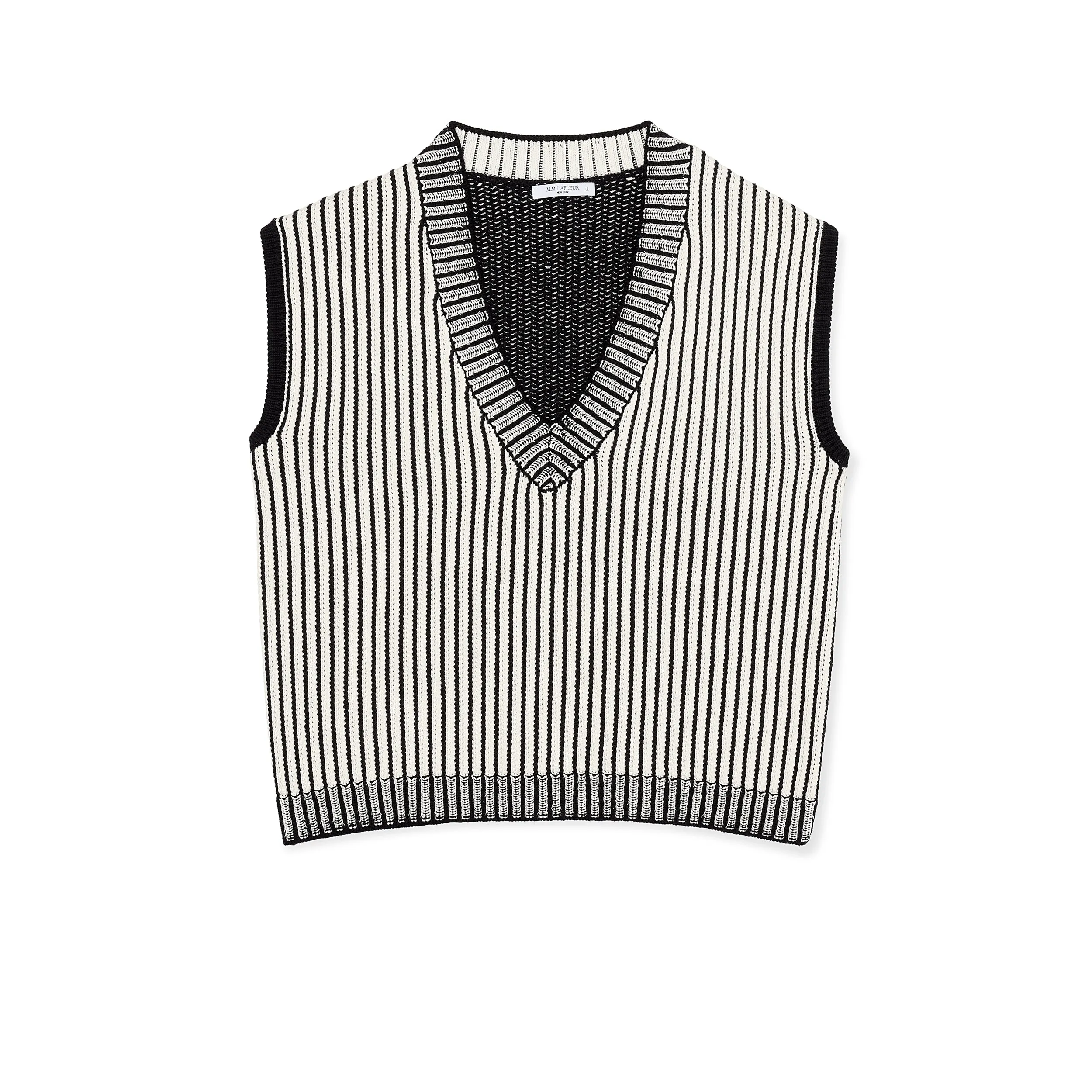 Melina Vest - Striped Cotton :: Black/Ivory