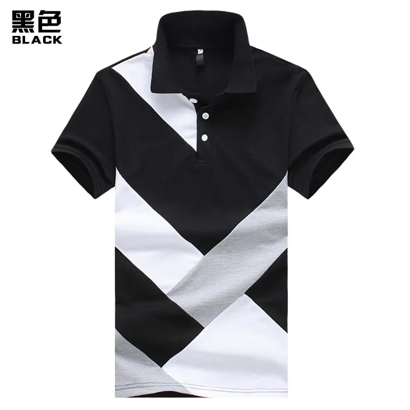 Men Turnover Collar Patchwork Short Sleeves T-Shirt