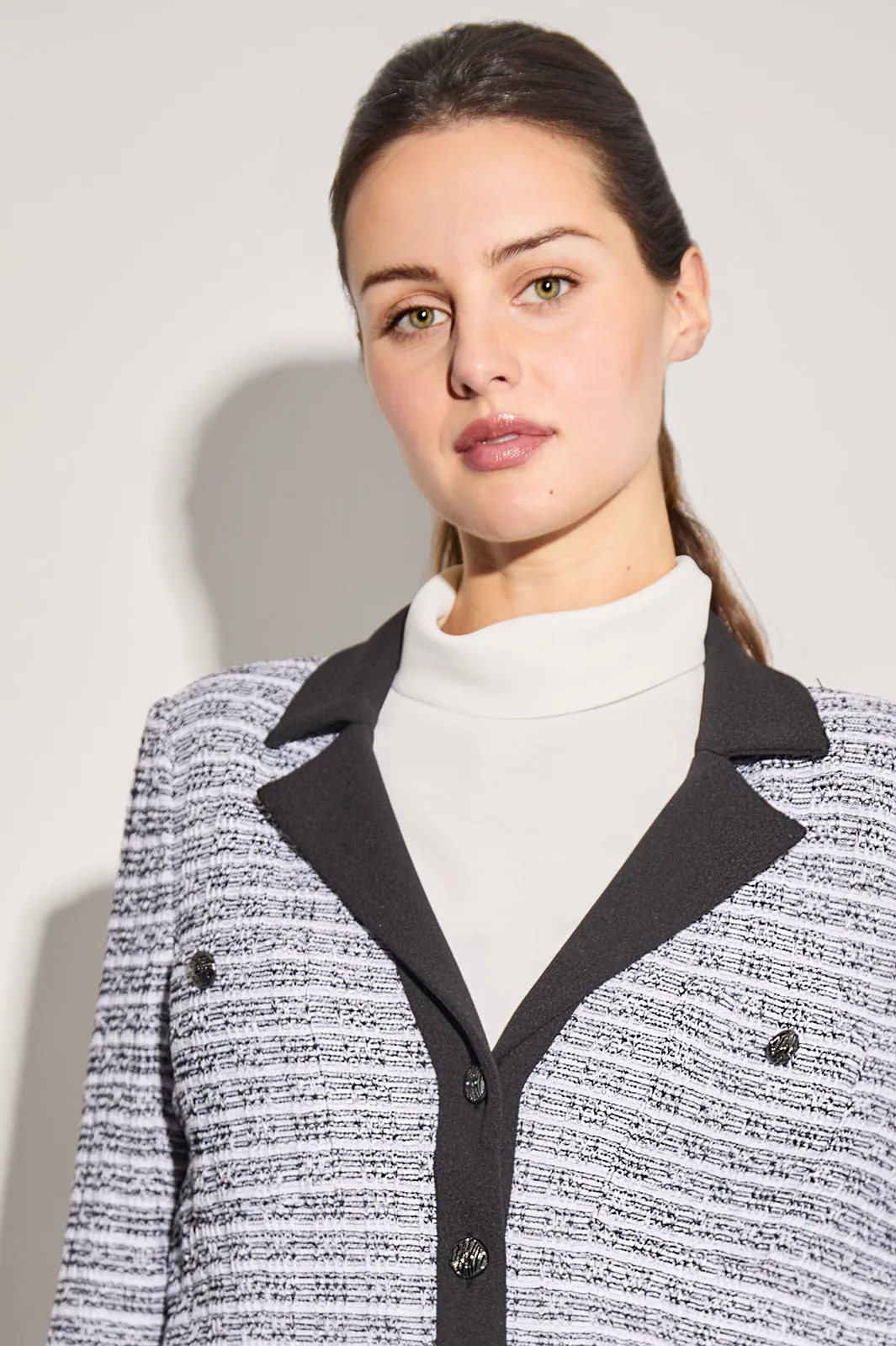 Mixed-Media Button Front Jacket