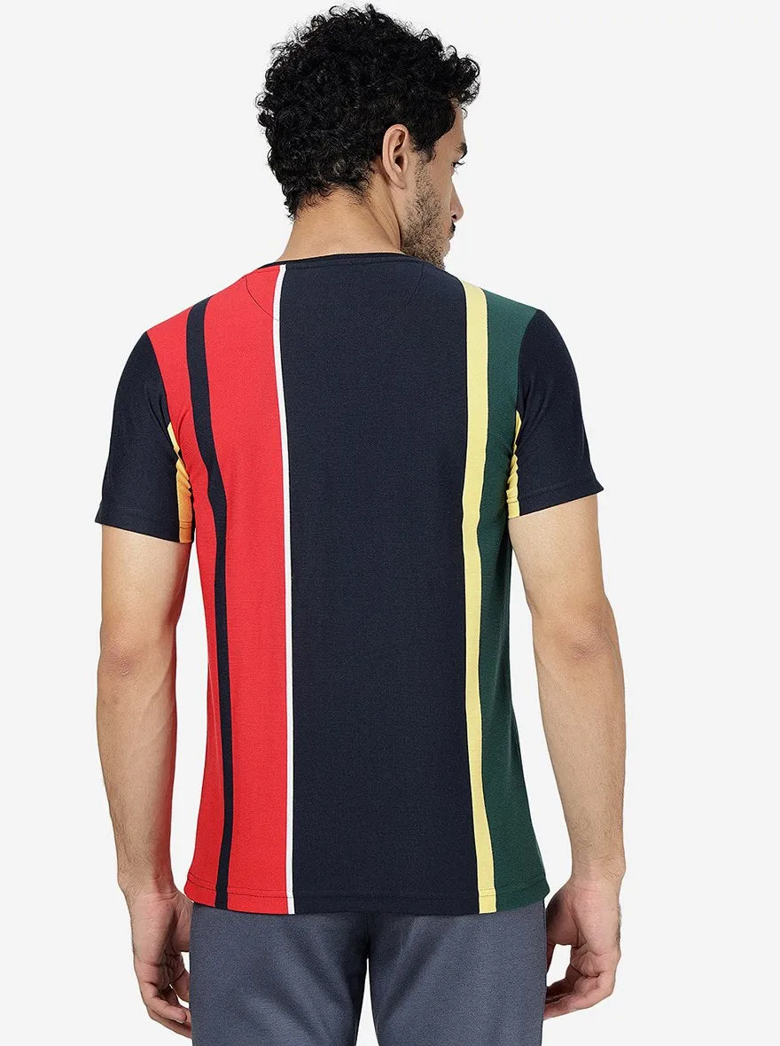 Multicolor Striped Slim Fit T-Shirt | Greenfibre