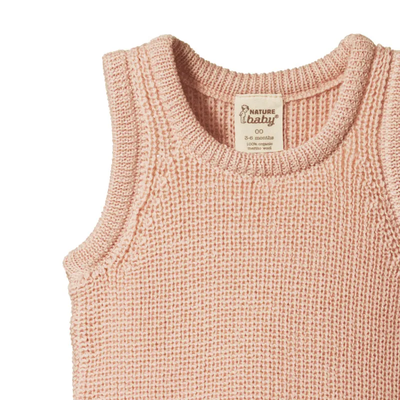 Nature Baby Merino Chunky Knit Vest - Rose Dust