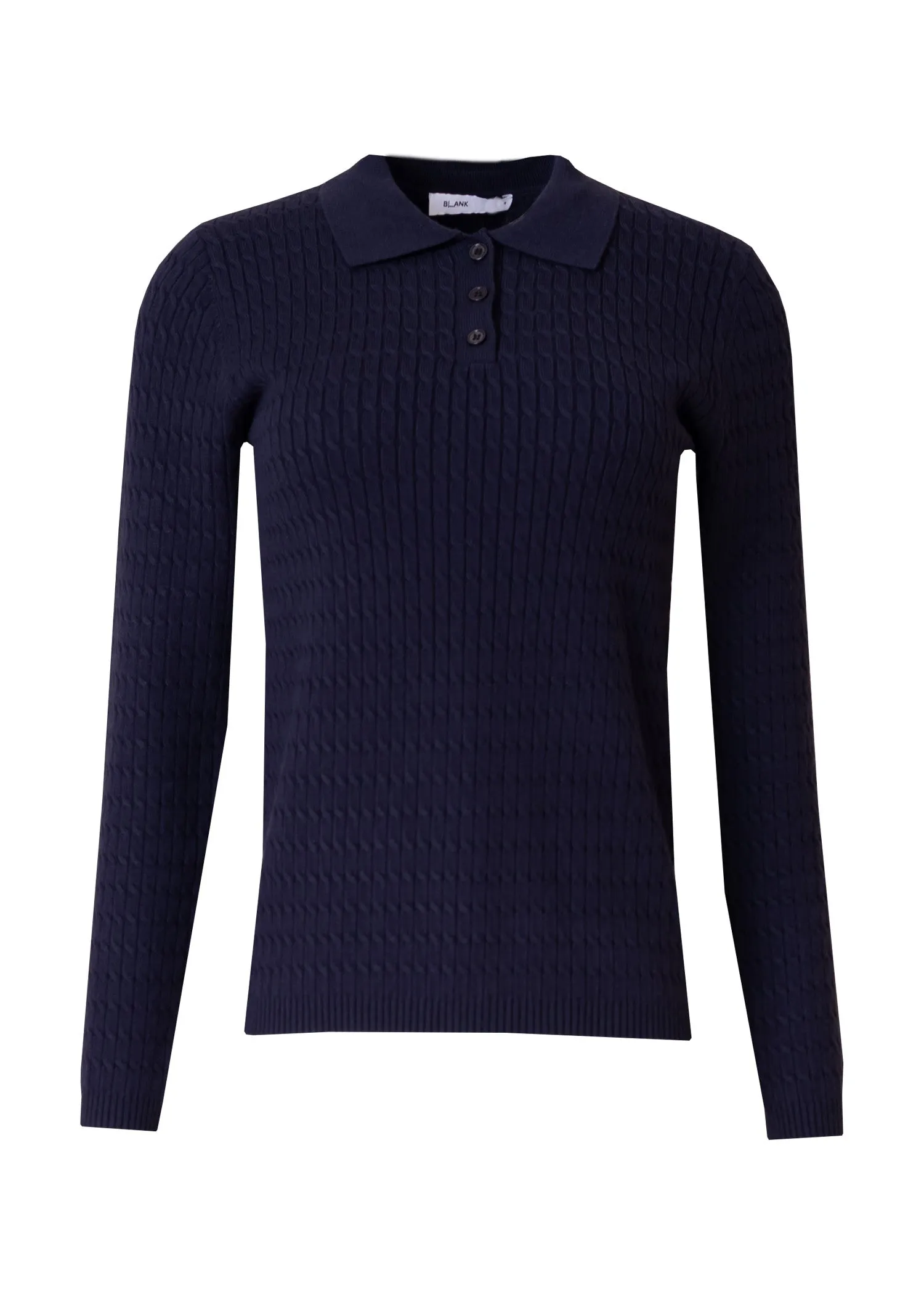 Navy Cable Knit Polo Tee