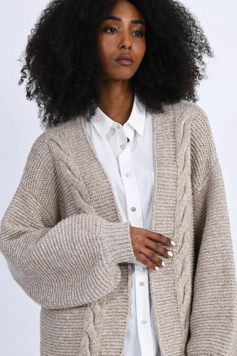 Open Front Cabled Jumper Cardigan by Molly Bracken