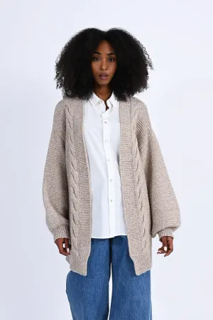 Open Front Cabled Jumper Cardigan by Molly Bracken