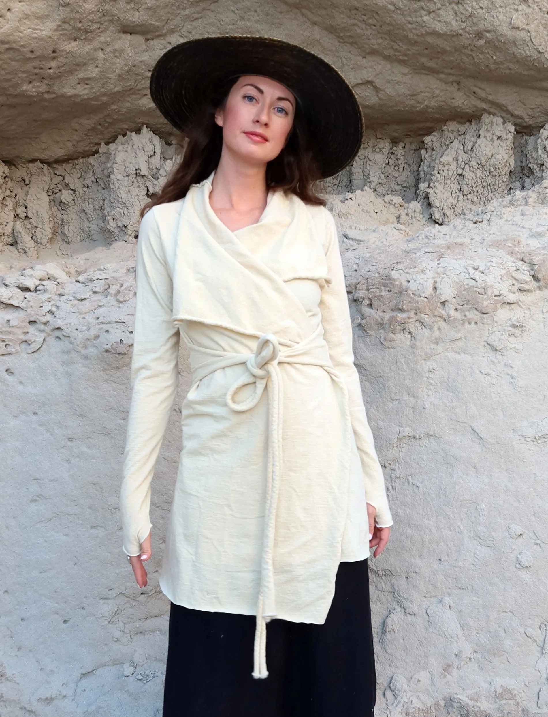 ORGANIC WOOL Cocoon Belted Tunic Jacket