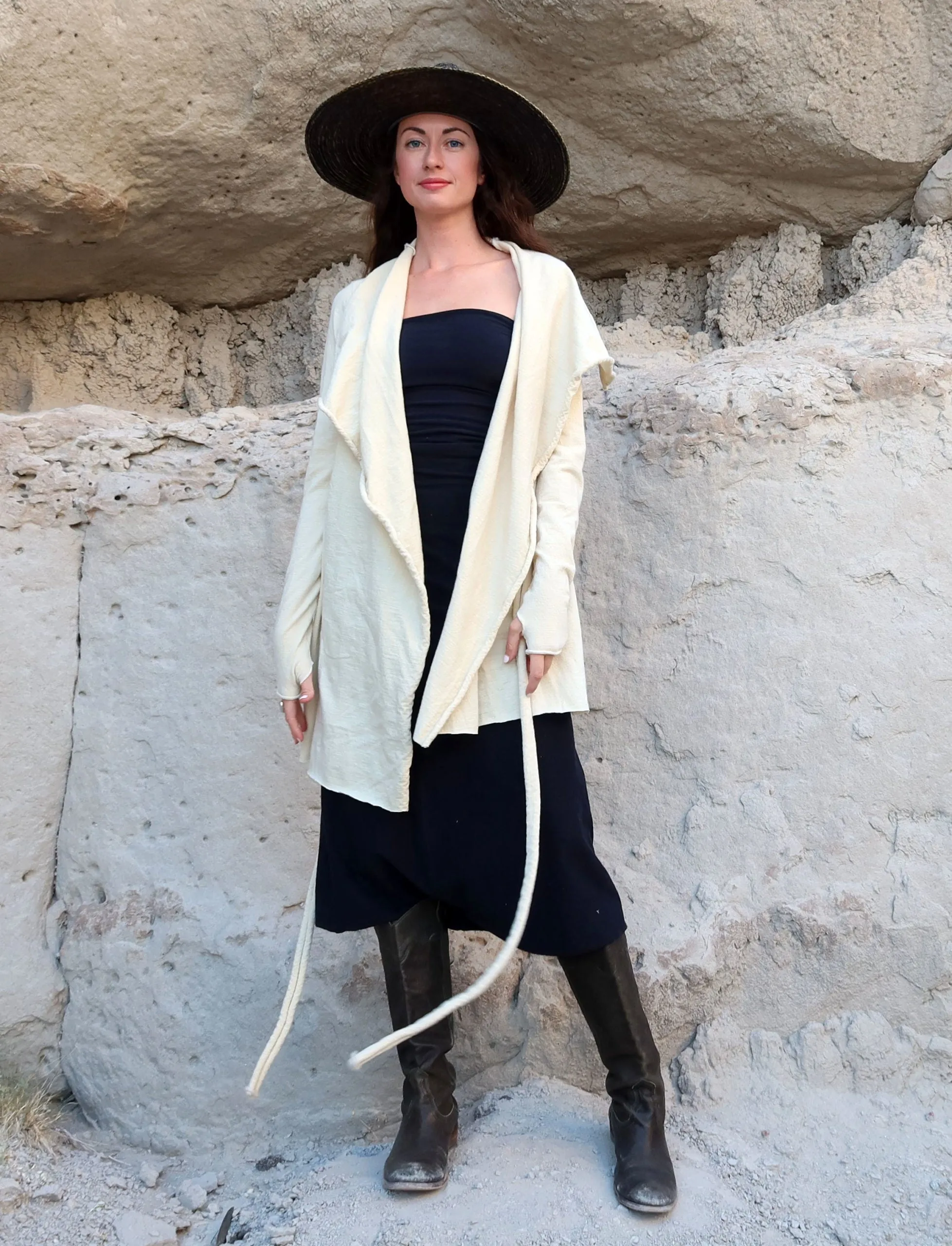 ORGANIC WOOL Cocoon Belted Tunic Jacket