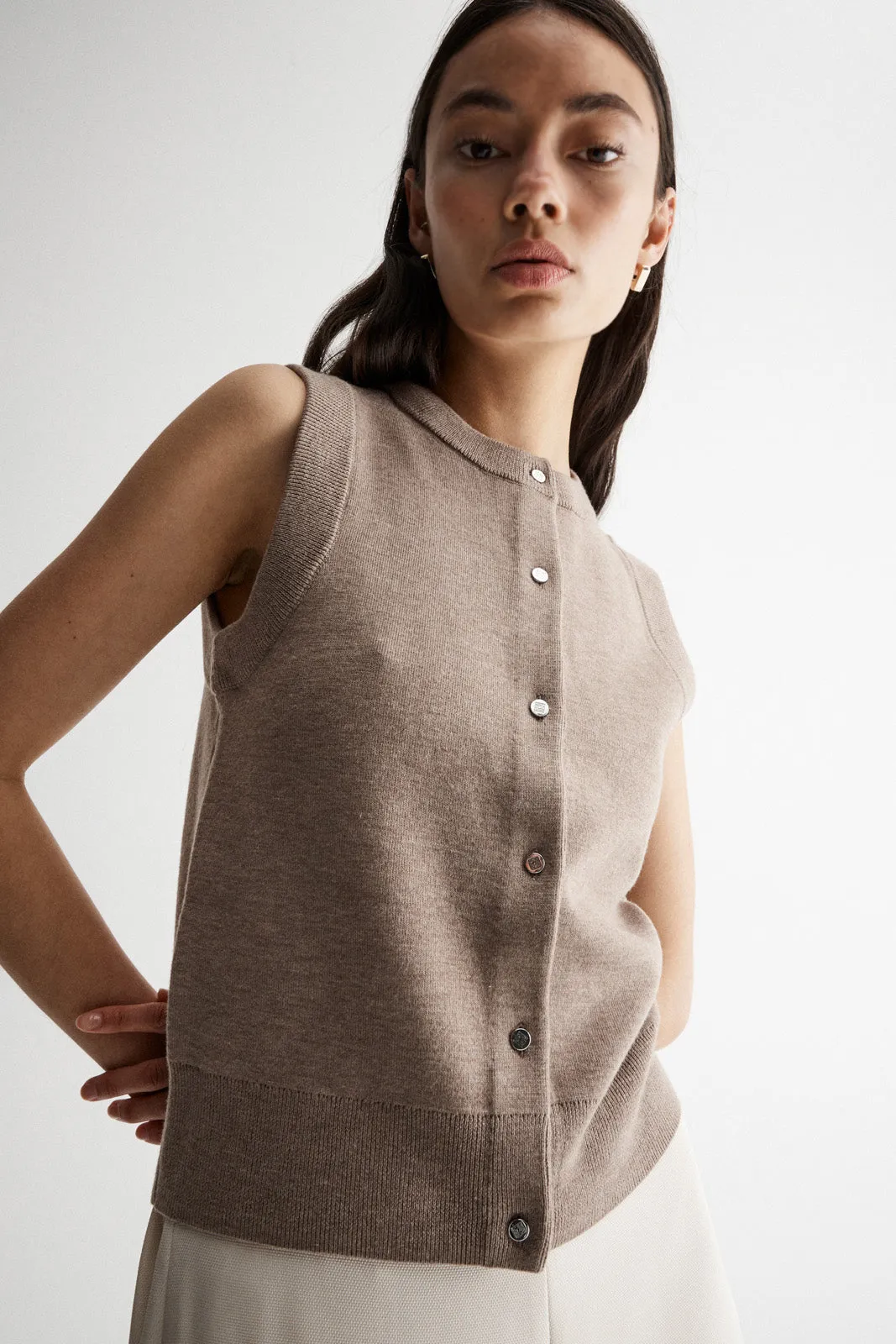 Rowan Knit Vest Taupe Marle