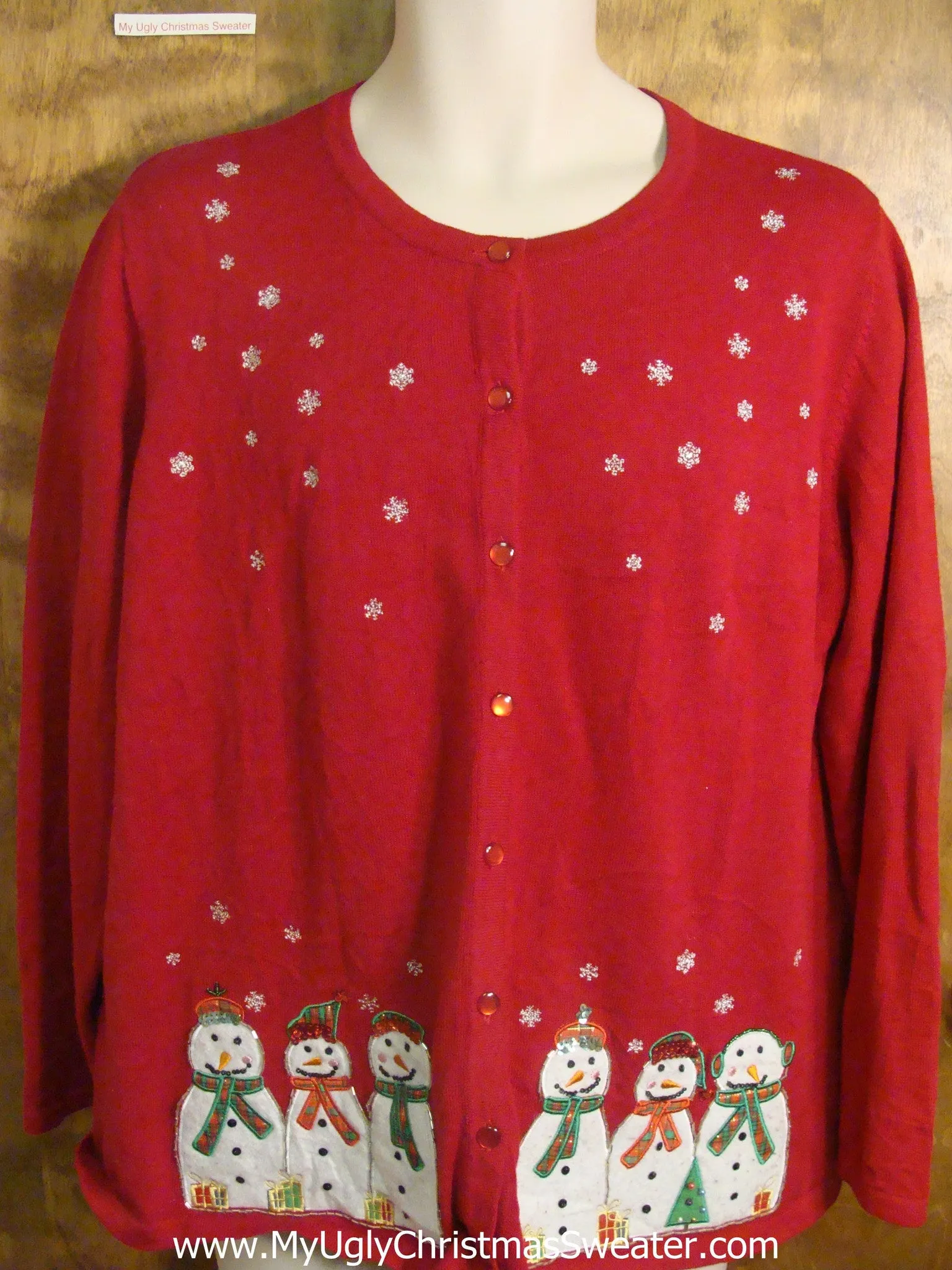 Snowman Gathering Tacky Christmas Sweater