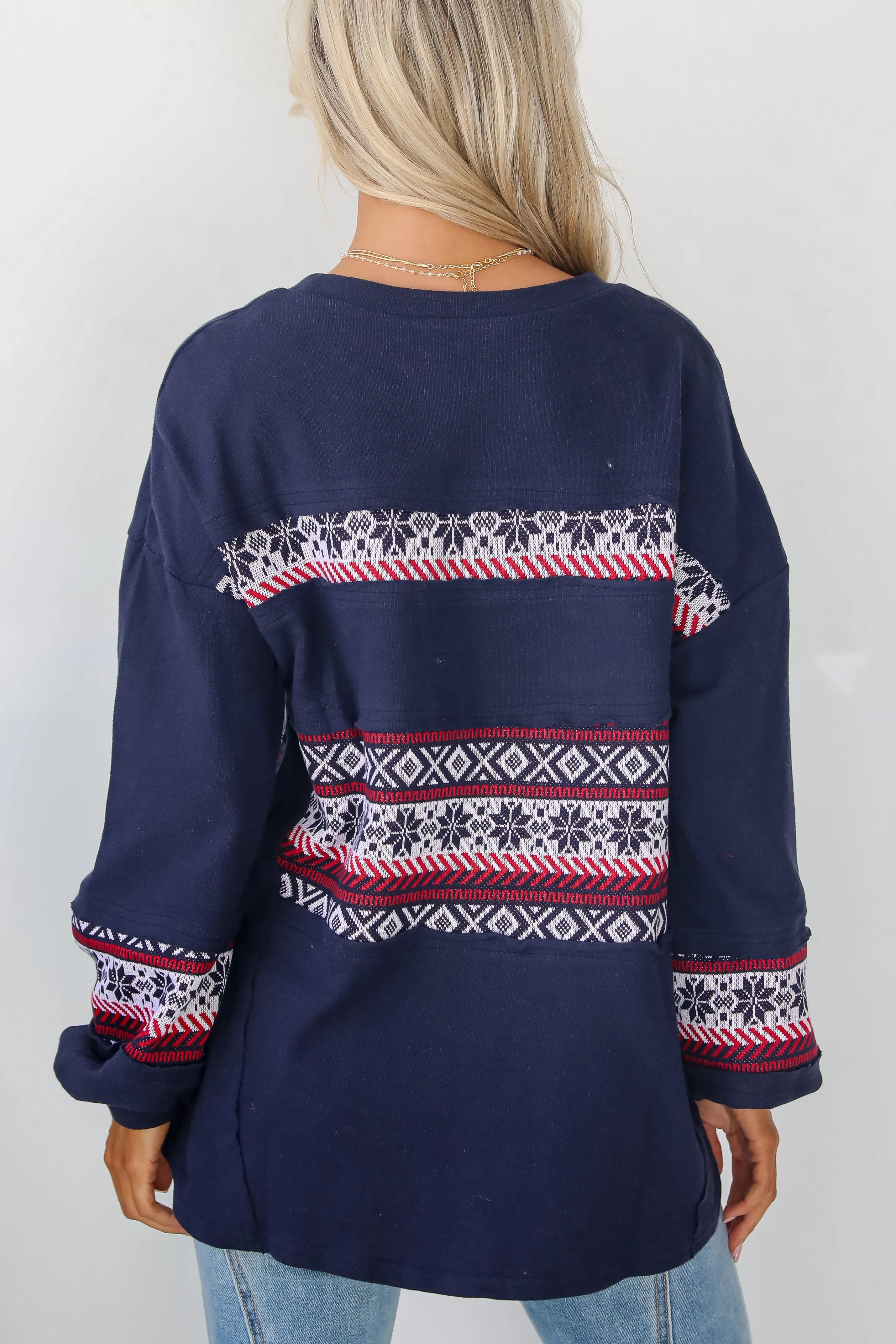 Snowy Snuggles Navy Fair Isle Pullover - DOORBUSTER