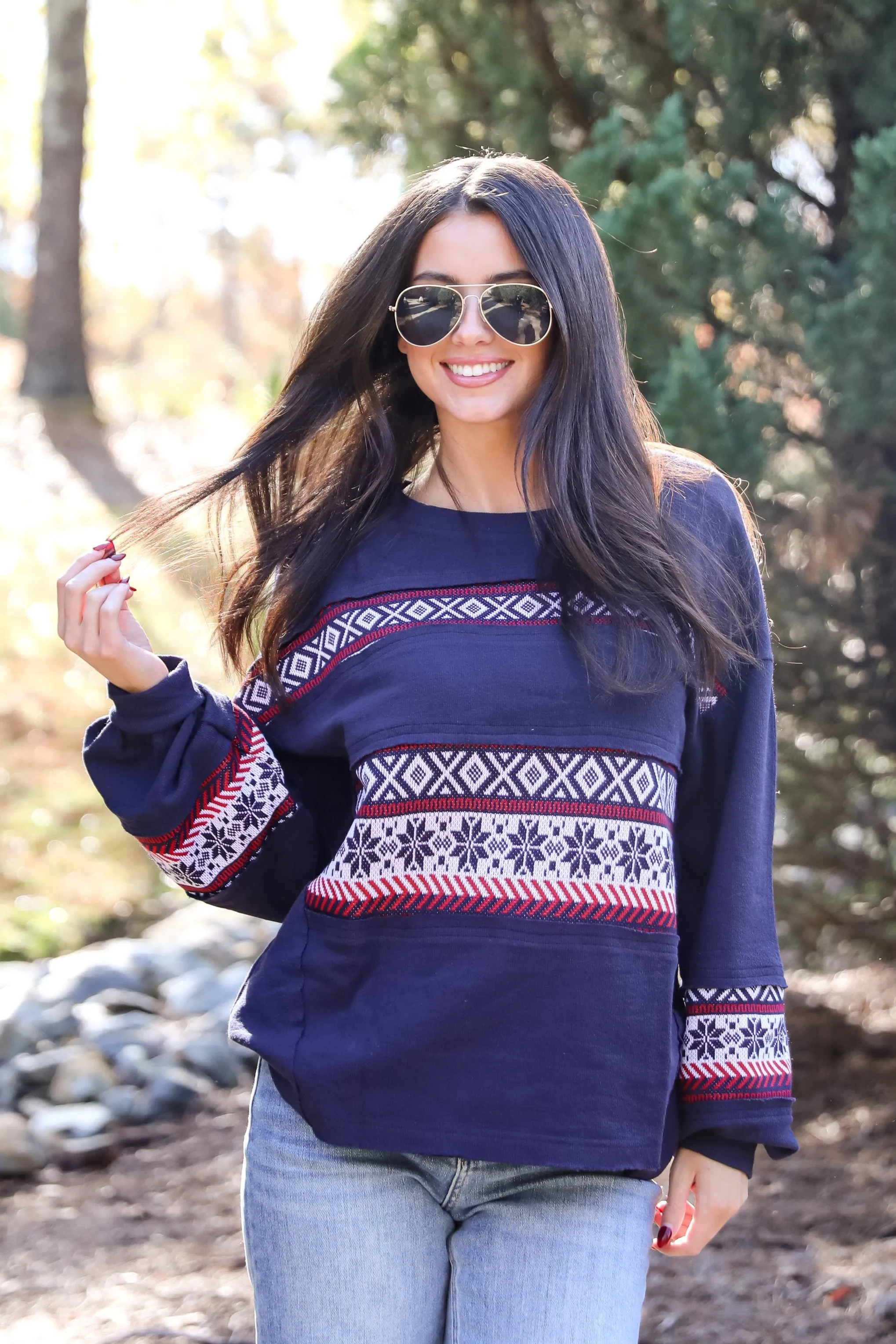 Snowy Snuggles Navy Fair Isle Pullover - DOORBUSTER