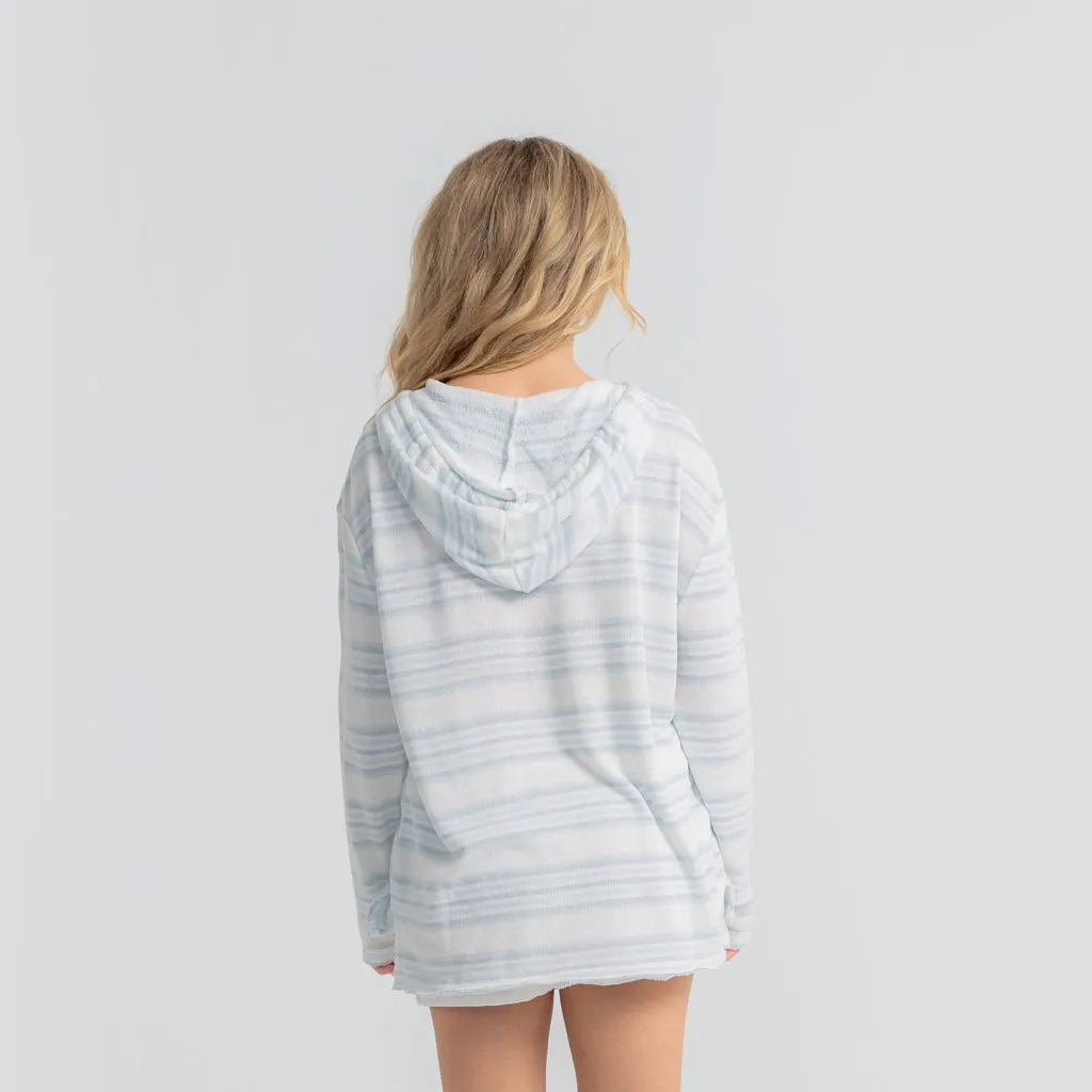 Stripe Terry Knit Baja Pullover Hoodie