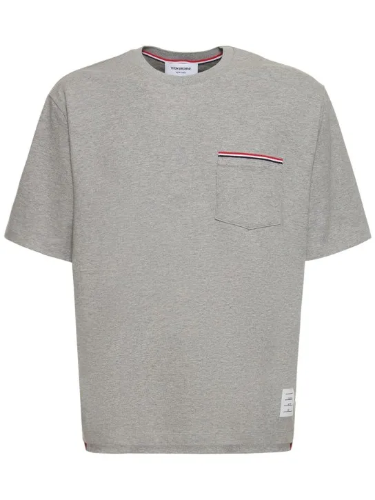 Thom Browne   Cotton jersey t-shirt w/ striped trim 