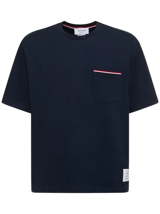 Thom Browne   Cotton jersey t-shirt w/ striped trim 